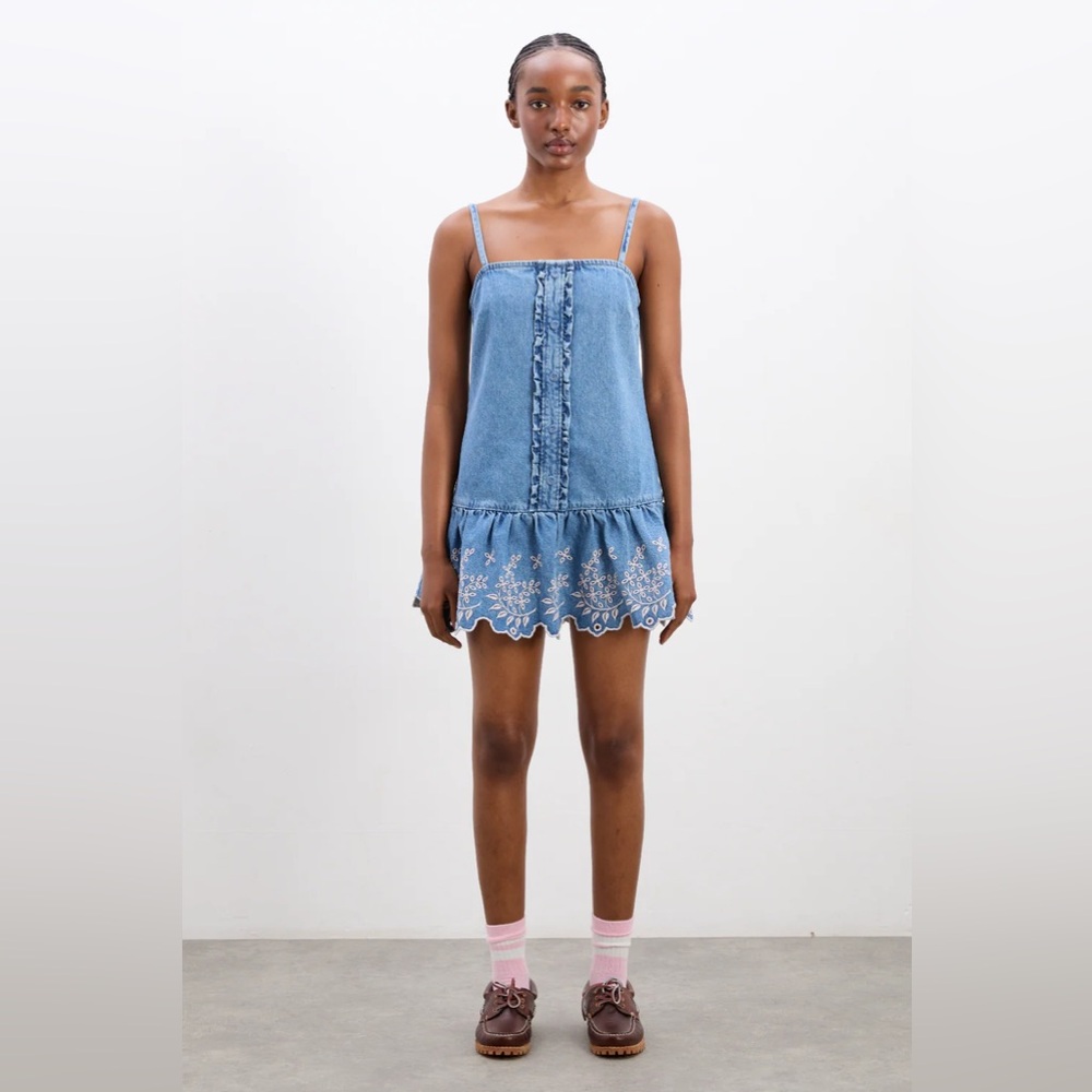 Damson Madder Lana Mini Dress - Embroidered Denim